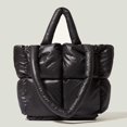 thumbnail image 3 of Bolso de mano de algodón con relleno cuadrado suave para mujer, bolso de mano sencillo y moderno, 3 of 5