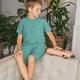 thumbnail image 4 of Balery Teal Green Glitter Conjunto de Pijama Infantil de Manga Corta con Estampado – Ropa de Dormir de Algodón Suave-Small, 4 of 6