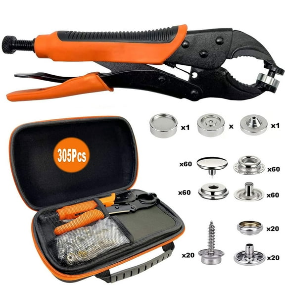 FungLam 305PCS Heavy Duty Snap Fastener Tool Kit, Snap Pliers for Metal Snaps, Snap Pliers Kit for Leather, Boat Canvas, Carpet, Tarp, Covers and Furniture