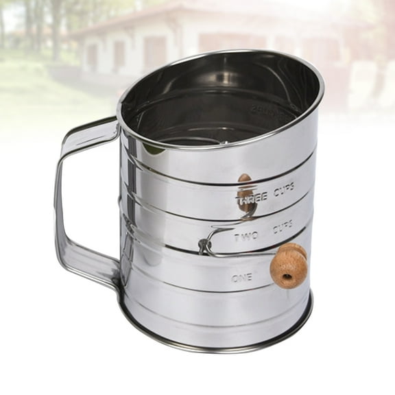 MLINS Stainless Steel Flour Sifter Double Layers Manual Flour Mesh Sieve Powdered Sugar Duster Sifter for Baking Kitchen