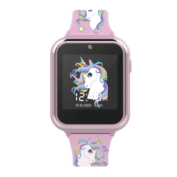 Limited Too iTime Smartwatch with Pink and Black Stripe Unicorn Print Silicone Strap, LMT30037