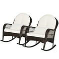 thumbnail image 1 of Gymax 2PCS Patio Wicker Rocking Chair w/ White Seat Cushions & Lumbar Pillow Porch, 1 of 5