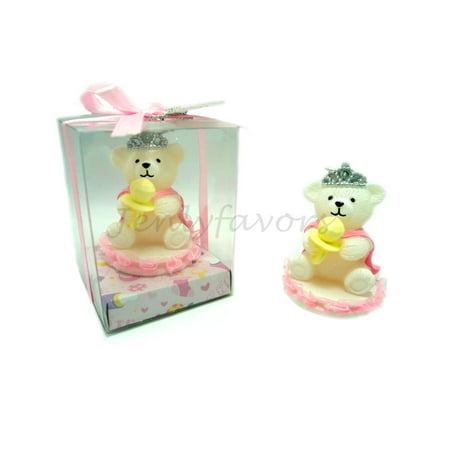 Princess Baby Bear with Tiara Candle - Baby Shower Favor - 12 pcs