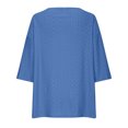 thumbnail image 5 of iHengLiXing Plus Size Womens Tops Dressy Casual Women's Summer Fashion Cropped Sleeves Round Neck Loose Shirt Blouse 3/4 Sleeve Blue XXXXXL, 5 of 6
