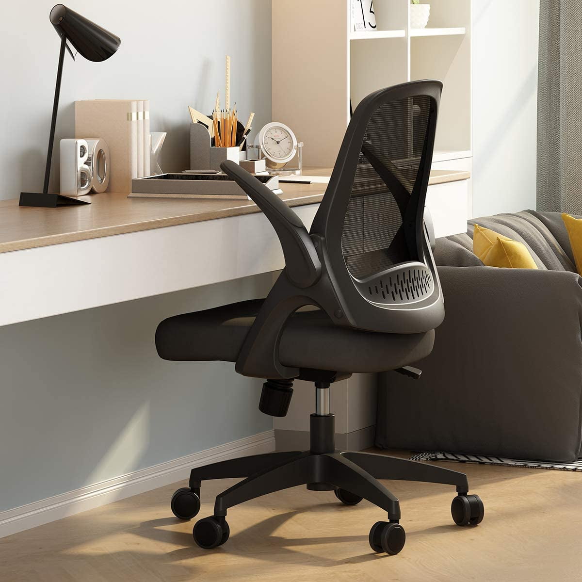 desk chairs with flip up arms