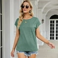 thumbnail image 3 of Rosvigor Women T Shirts Cap Sleeve Casual Tops for Women Summer Basic Tee with Pocket, 3 of 7