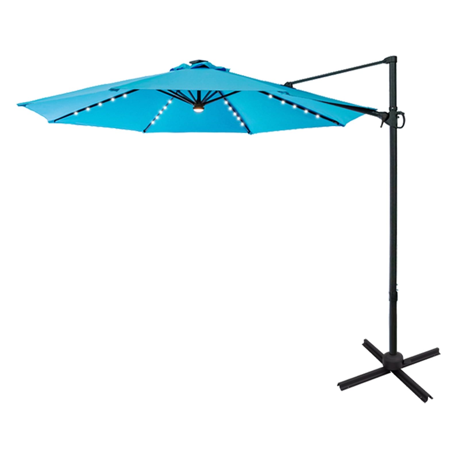 FLAME&SHADE 10 ft Cantilever Offset Outdoor Patio Umbrella with Solar