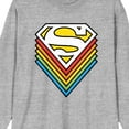 thumbnail image 2 of Superman Rainbow Logo Stack Crew Neck Long Sleeve Athletic Heather Adult Tee-Medium, 2 of 4