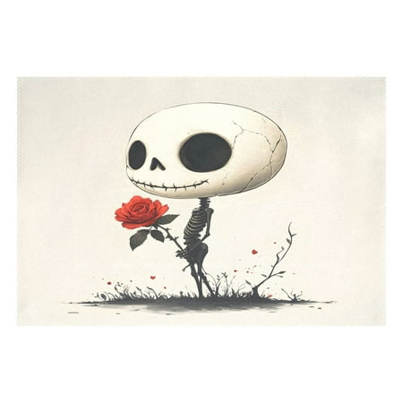 

Ryvnso 1 Piece Placemats Retro Skull Dining Mats Heat-Resistant Non-Slip Washable Table Mat