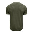 thumbnail image 4 of AHTJRT Men's Short Sleeve Henley Cotton T-Shirt Casual Button Summer Tees Tops Army Green L, 4 of 5