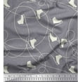 thumbnail image 1 of Soimoi Gray Cotton Voile Fabric Ice Skates Travel Print Fabric by the Yard 56 Inch Wide, 1 of 3