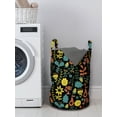 thumbnail image 3 of Floral Laundry Bag, Scandinavian Art Style Sketch of Ornamental Flowers with Leaves, Basket with Handles Drawstring Closure for Laundromats, 13" x 19", Charcoal Grey and Multicolor, by Ambesonne, 3 of 4