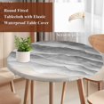 thumbnail image 3 of Grey Beach Coastal Round Tablecloth 36-44 Inch Round Fitted Table Cloth with Elastic Edge, Summer Nautical Seaside Ocean Ombre Waterproof Table Cover Protector for Outdoor Picnic Party Dining, 3 of 9