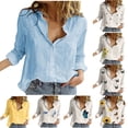 thumbnail image 7 of Kukoosong Trendy Women's Shirt Solid Color Long Sleeve Collared Linen for Fall Office, Casual Elegant Shirts for Women, 7 of 7