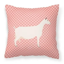 Carolines Treasures BB7889PW1818 Saanen Goat Pink Check Fabric Decorative Pillow, 18 x 18 in.