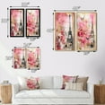 thumbnail image 4 of Designart "Pink Blossoming Spring in Vintage Paris Collage II" City Paris Framed Wall Art Set Of 2 - Traditional Pink Framed Canvas Set For Living Room Decor, 4 of 6
