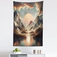 thumbnail image 2 of Ambesonne Mountain Wall Hanging Tapestry, Sunrise Scenario Meadows, 30"x45", Peach Fawn Pale Seafoam, 2 of 3