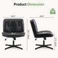 thumbnail image 4 of Criss Cross Chair, Cross Legged Office Chair, Wide Comfort Desk Chair, No Wheels Armless Computer Task Chair, Swivel Comfy Home Chair, Height Adjustable, 4 of 8