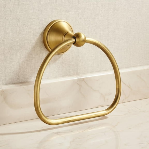 Brass Towel Ring, Antique Hand Towel Holder Hanger, Round Towel Holder for Bathroom Wall Mounted Retro Kitchen Accessories