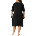 thumbnail image 4 of DARING DIVA Women's Plus Size Short Sleeve V Neck Nightgowns 1X Black, 4 of 6