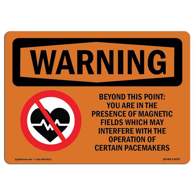 SignMission OS-WS-A-1218-L-12476 12 x 18 in. OSHA Warning Sign - Beyond This Point Magnetic Fields