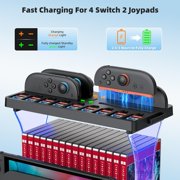 Pecham Charging Storage Dock for Switch 2 JoyCon, Switch 2 Accessories Organizer with 16 Game Disc Slot, 9 Game Cards Slot, Pro Controller Holder