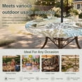 thumbnail image 6 of Round Outdoor Tablecloth with Umbrella Hole and Zipper, Brown Coastal Tablecloth with Elastic Waterproof, Teal Grey Sea Coral Starfish Nautical Patio Table Covers for 31" - 35" Picnic Pool Tables, 6 of 9