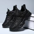 thumbnail image 4 of Kids Running Shoes Solid Color Waterproof Leather Athletic Trekking Trainers Sneakers Comfortable Arch Support Platform Tennis Shoes Black 13.5 Little Kid, 4 of 6