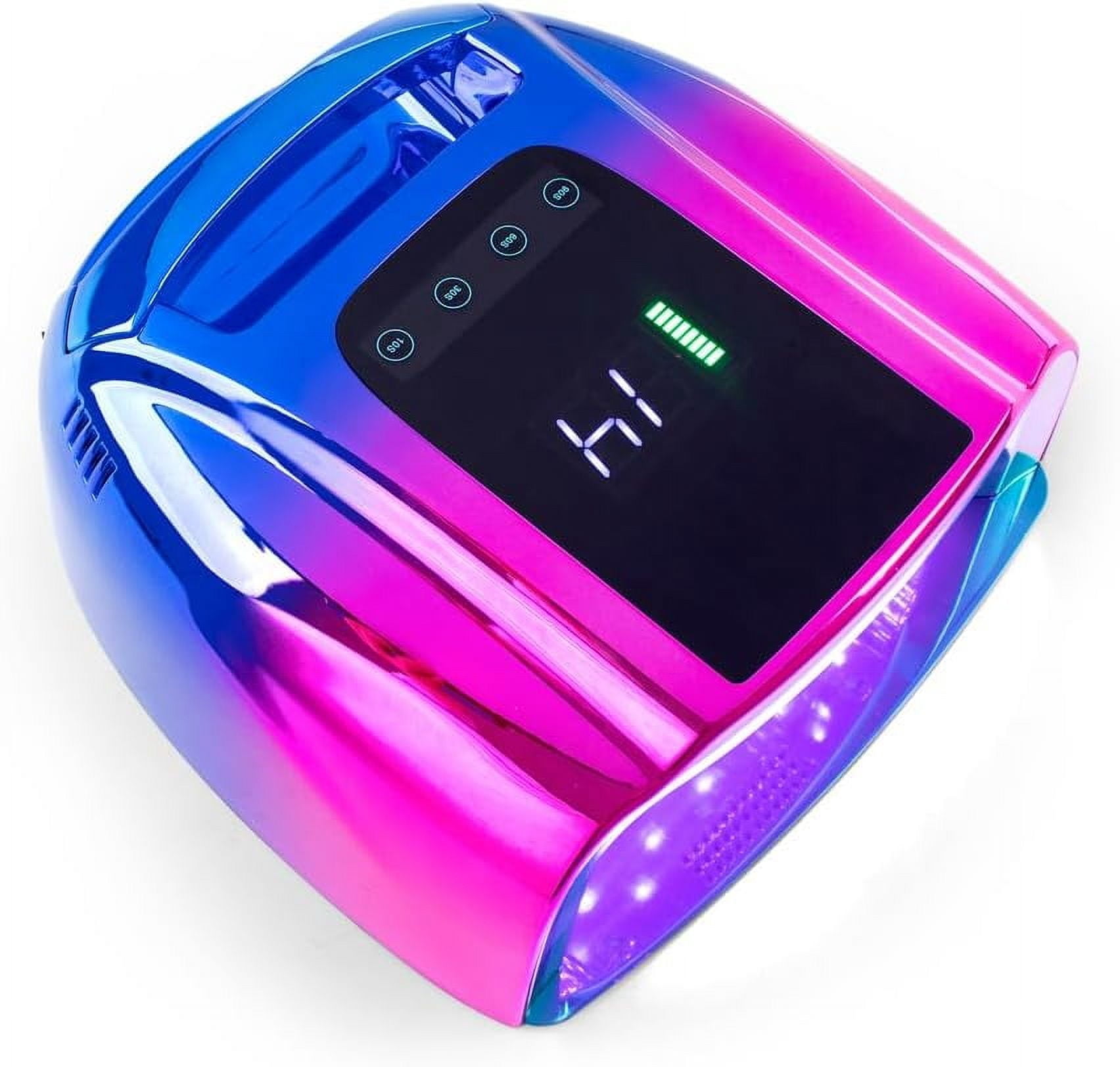 Teekos Gradient Lamp Shell 96W Cordless UV LED Nail Lamp for Manicure Rechargeable Battery Nail Dryer For Curing Gel Polish Lamp - (Color: Blue)