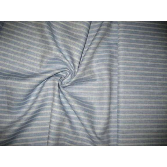 Superb Quality Linen Club Light Blue with white horizontal stripe Fabric ~ 58quot; wide