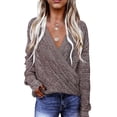 thumbnail image 1 of HOTAPEI Elegant Sweater for Women Deep V Neck Jumper Long Sleeve Pullover Sweaters Knitted Wrap Tops, 1 of 5