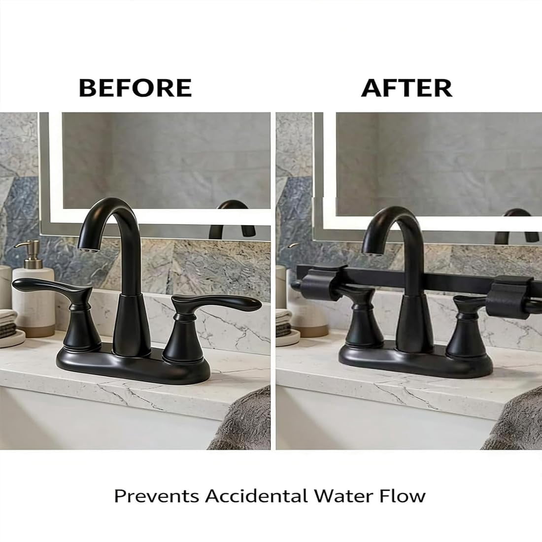 2026 New Child & Pet Safety Guard with Central Pipe Fixation, Universal Faucet Handle Lock for Double Sinks, Anti-Slip Kitchen Bathroom Stopper, Prevent Flooding