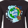 thumbnail image 4 of Inktastic Earth Day Turtle Planet with Waves and Birds Long Sleeve Youth T-Shirt, 4 of 5