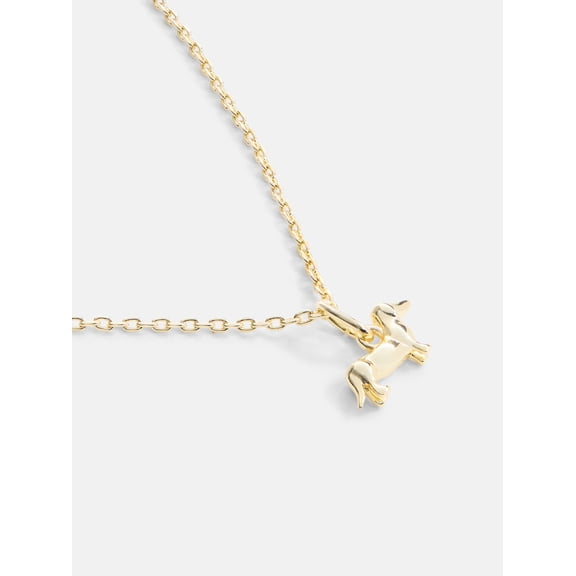 Free Assembly Women's Demi Fine 14K Gold Plated Dachshund Pendant Necklace, 16"   2" Extender