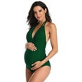 thumbnail image 2 of EastElegant Maternity Swimsuits One Piece V-Neck Pregnancy Swimwear Halter Maternity Bikini Green XXL, 2 of 7