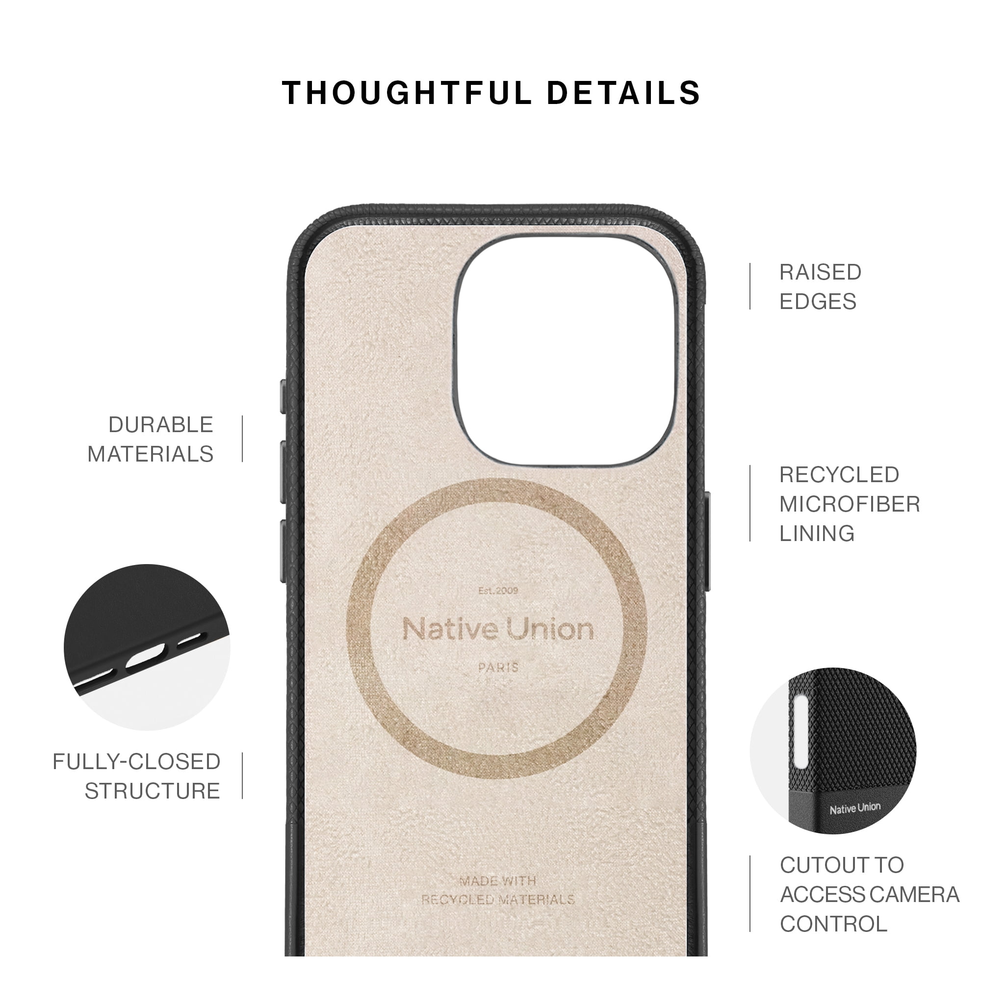 Native Union (Re)Classic Case 3.0 – 6ft Drop Protection – Compatible with iPhone 16 (Black)