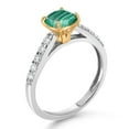 thumbnail image 3 of Gem Stone King 3.20 Ct Green Malachite G/H Lab Grown Diamond 10K White Gold Engagement Ring with Yellow Gold Prongs (Size 5), 3 of 4