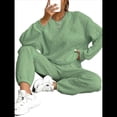 thumbnail image 1 of Conjunto Deportivo de Dos Piezas para Mujer: Sudadera y Pantalón Deportivo de Cuello Redondo Liso y Holgado, Conjunto de Jersey para Estar en Casa. Verde M, 1 of 5