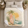 thumbnail image 5 of Surfboards with Palm Tree and Plumeria, Sunny Beach Style for Surf Lovers, Golden Sunset Wave Scene and Birthday Gift, Soft Flannel Blanket for Sofa and Sunroom, Coastal Home Decor, 5 of 9