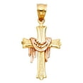 thumbnail image 2 of Wellingsale 14K Two 2 Tone Rose and Yellow Gold Polished Milgrain and Diamond Cut Religious Christian Deacon Cross Pendant, 2 of 4