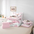 thumbnail image 5 of Manfei Kawaii Rabbit Kids Bedding Comforter Set 7 Pieces, Pink Princess Bow-tie Full Bedding Set, Cartoon Bunnies Animal Reversible Fitted Sheet Flat Sheet, Lightweight Room Decor, 5 of 7