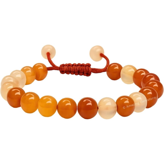 Carnelian Crystal Bracelet - 8mm Beaded Bracelet and Healing Stones