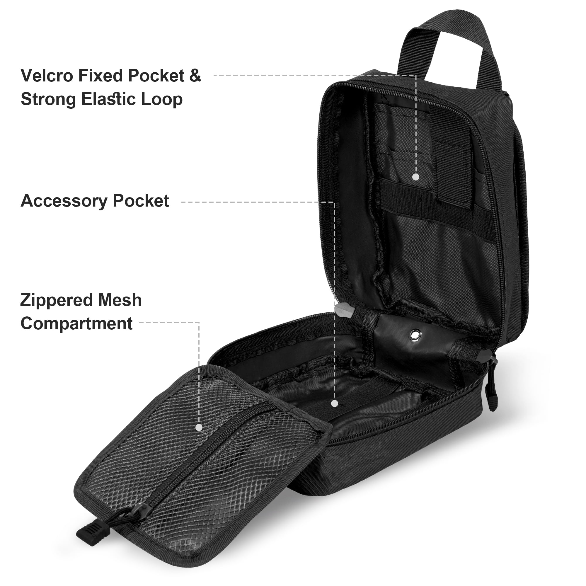 Bombrooster Tactical MOLLE Pouch Kit for Hiking & Camping - 3-in-1 EDC Bag with Phone Holder, Water Bottle Pouch, and First Aid Kit Bag for Outdoor, Duty, Survival Gear