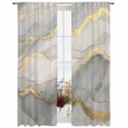 thumbnail image 2 of Sheer Curtains 108 Inches Long, Marble Grey Light Filtering Window Curtains for Living Room/Bedroom, Modern Gold Luxury Neutral Texture Rod Pocket Voile Sheer Curtain Drapes, 52"W x 108"L, 2 Panels, 2 of 8