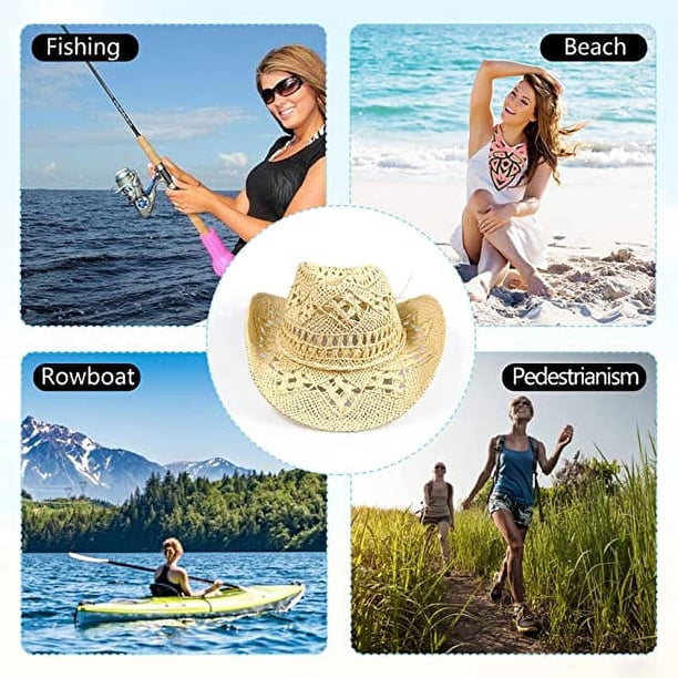 Women Straw Cowboy Hats, Sparkly Western Cowgirl Hat for  display picture 3