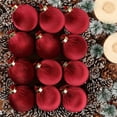 thumbnail image 2 of Mecorevxz 12 Pcs Velvet Christmas Ball Ornaments Large Flocked Christmas Tree Hanging Ornaments Shatterproof Flocked Decorative Balls for Xmas Tree Decorations 2.36inch(Red), 2 of 8