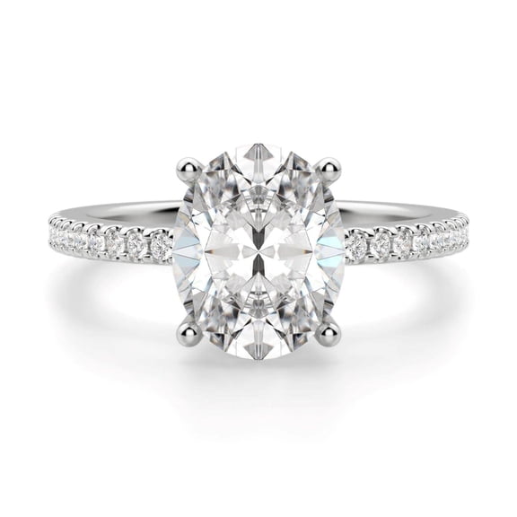 1.50 TCW Oval Cut Solitaire With Accents Engagement Ring 10K White Gold