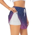 thumbnail image 3 of Lsque Violet Glitter Printed Women's Running Shorts with Liner Pockets,Elastic Quick Dry Workout Athletic Gym Yoga Shorts,Womens High Waist Shorts-X-Large, 3 of 9