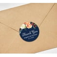 thumbnail image 2 of Darling Souvenir Round 45 Pcs Floral Thank You Stickers Wedding Personalized Bride Groom Names And Date Envelope Seals-Navy Blue, 2 of 3