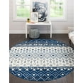 thumbnail image 2 of Rugs.com Moroccan Trellis Collection Rug – 5 Ft Round Ivory Navy Blue Medium Rug Perfect For Kitchens, Dining Rooms, 2 of 9